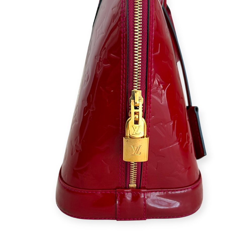 Authentic Dark Red Louis Vuitton Vernis Alma PM Pomme D’Amour Bag - Picture 6 of 15